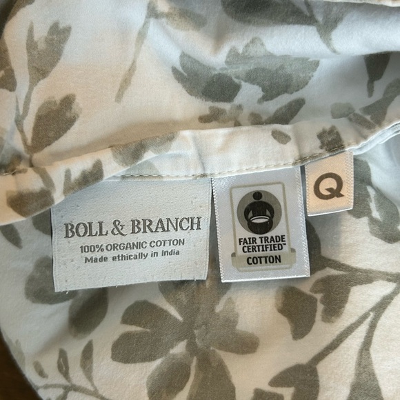 Boll & Branch Signature Botanical Duvet Set Pewter Full/Queen Flat Sheet Covers - Picture 10 of 12